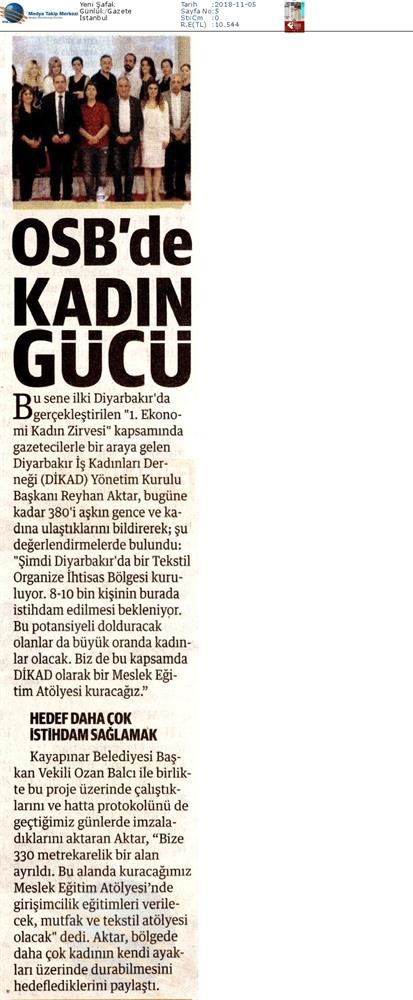 1 DİKAD Ekonomi Ve Kadin Zirvesi Medya Yansimalari 1 Kasim 2018 Diyarbakir - 2