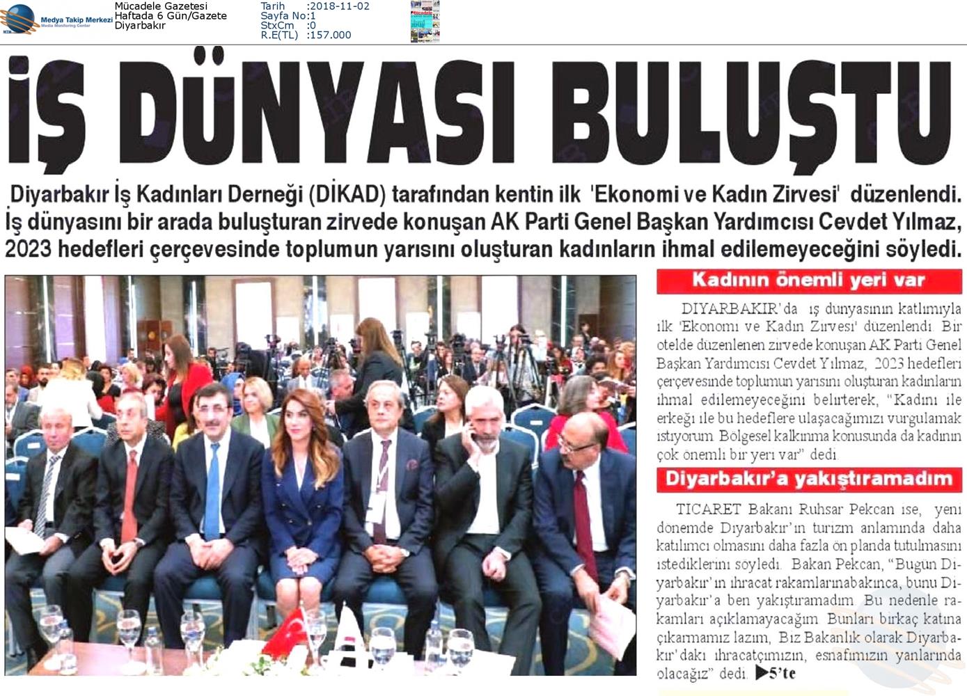 1 DİKAD Ekonomi Ve Kadin Zirvesi Medya Yansimalari 1 Kasim 2018 Diyarbakir - 18