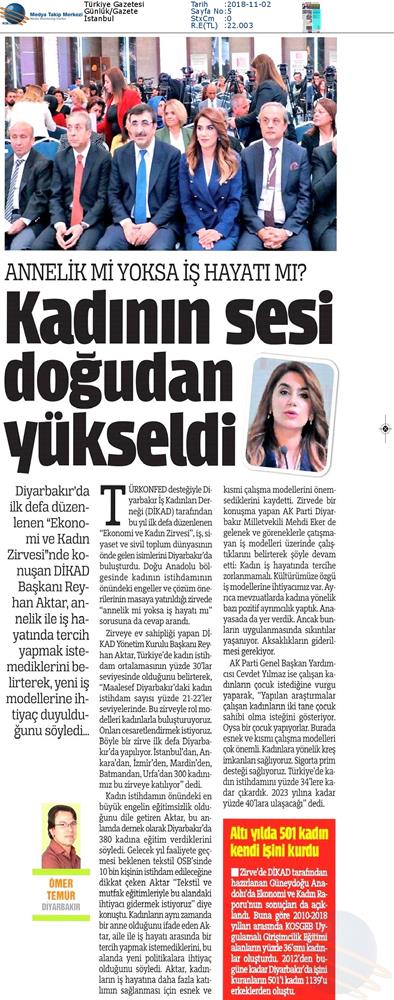 1 DİKAD Ekonomi Ve Kadin Zirvesi Medya Yansimalari 1 Kasim 2018 Diyarbakir - 21