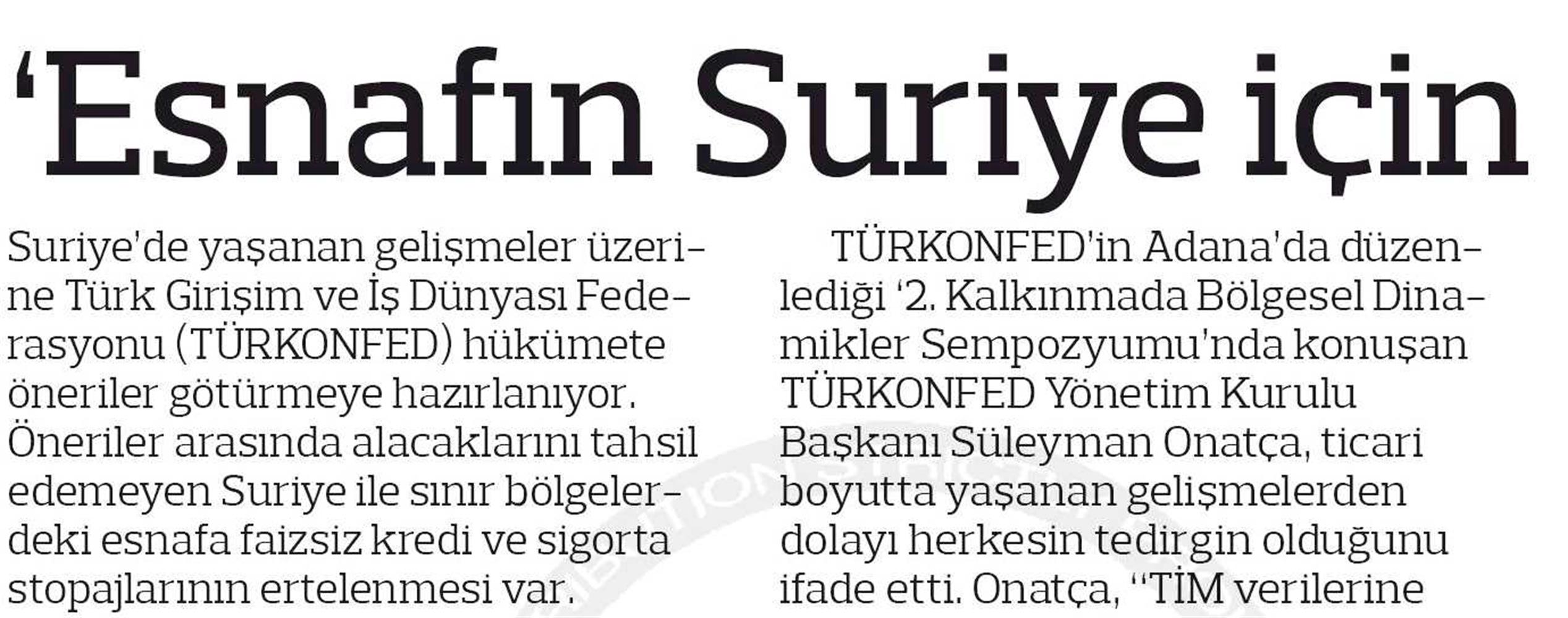 2012 Kasim Suriye Meselesi Uzerine Turkonfedin Yorumu - 2