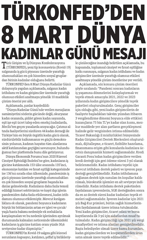 8 Mart Dunya Kadinlar Gunu Basin Aciklamasi Basin Yansimalari 8 Mart 2021 - 5
