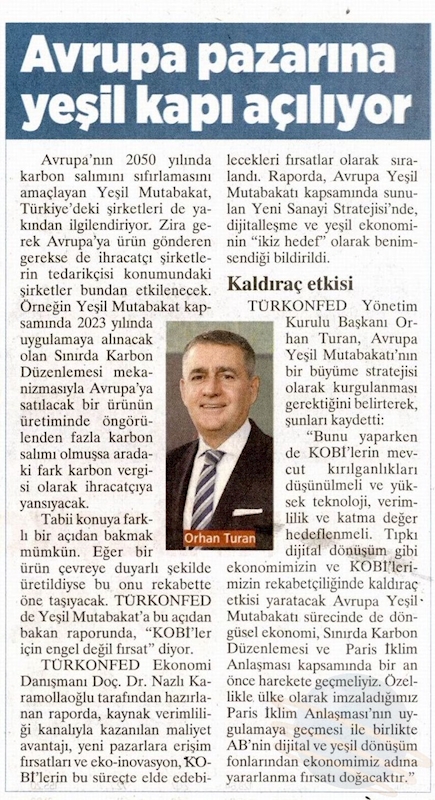 Avrupa Yesil Mutabakati Ve KOBİ'ler Raporu Basin Yansimalari 27 Nisan 2021 - 5