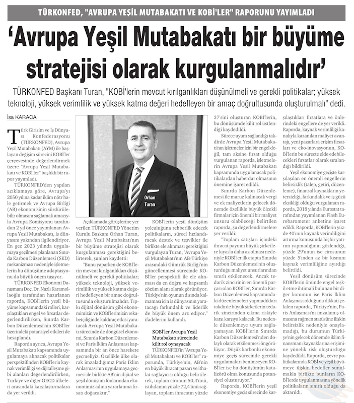 Avrupa Yesil Mutabakati Ve KOBİ'ler Raporu Basin Yansimalari 27 Nisan 2021 - 8