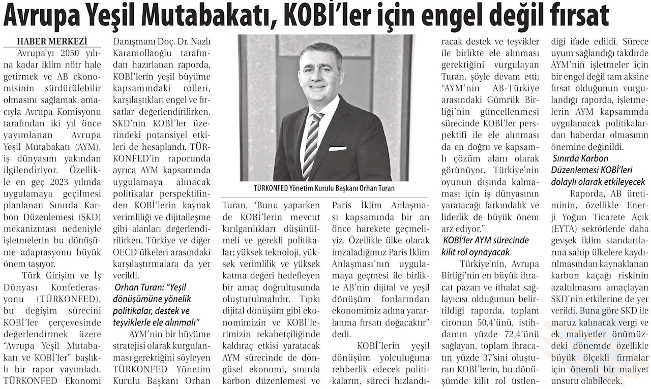 Avrupa Yesil Mutabakati Ve KOBİ'ler Raporu Basin Yansimalari 27 Nisan 2021 - 10