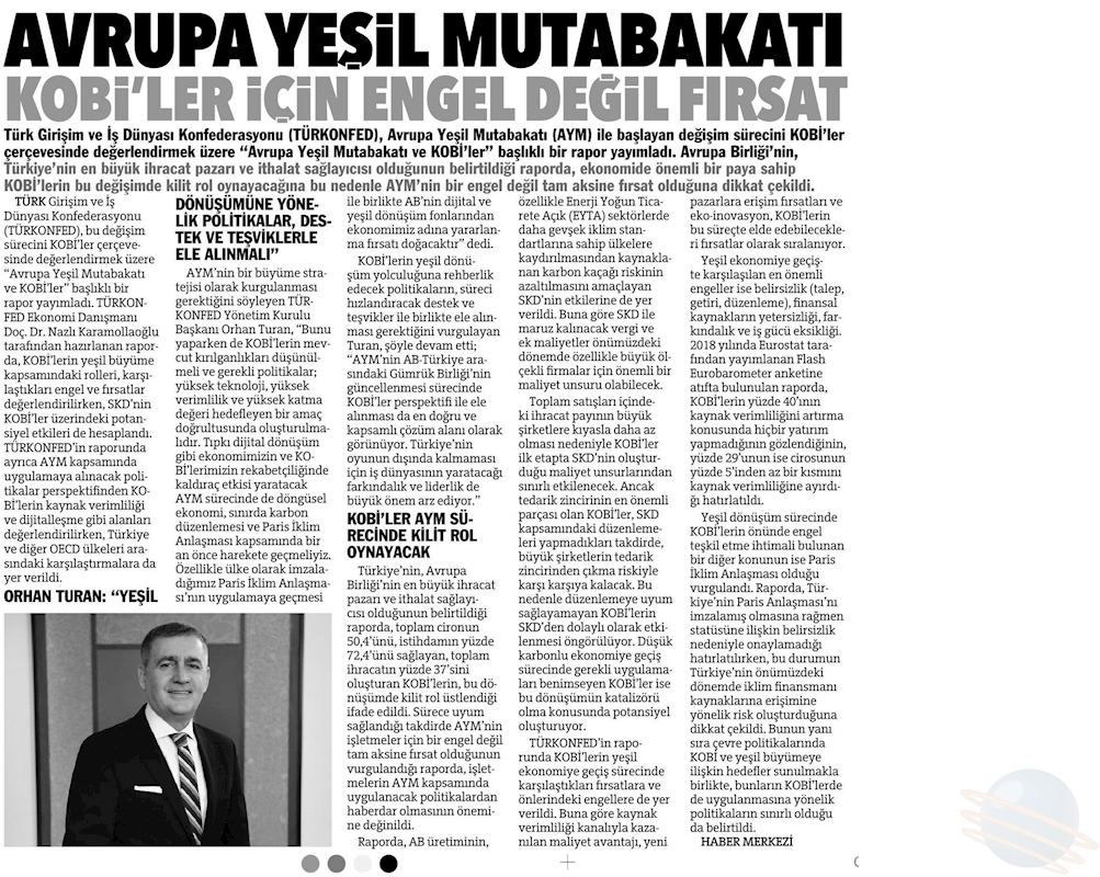 Avrupa Yesil Mutabakati Ve KOBİ'ler Raporu Basin Yansimalari 27 Nisan 2021 - 14