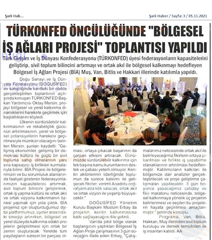 Bolgesel Is Aglari Buluşmalari Basin Yansimalari 4 5 6 Kasim 2021 Van - 19
