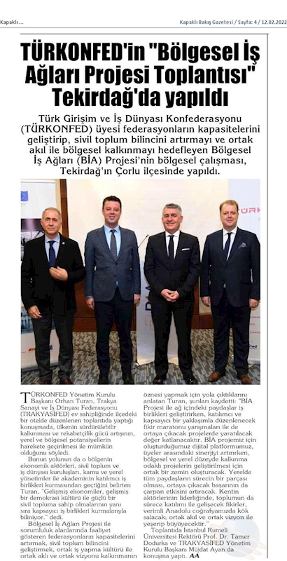 Bolgesel Is Aglari Projesi 10 Subat 2022 Tekirdag - 1
