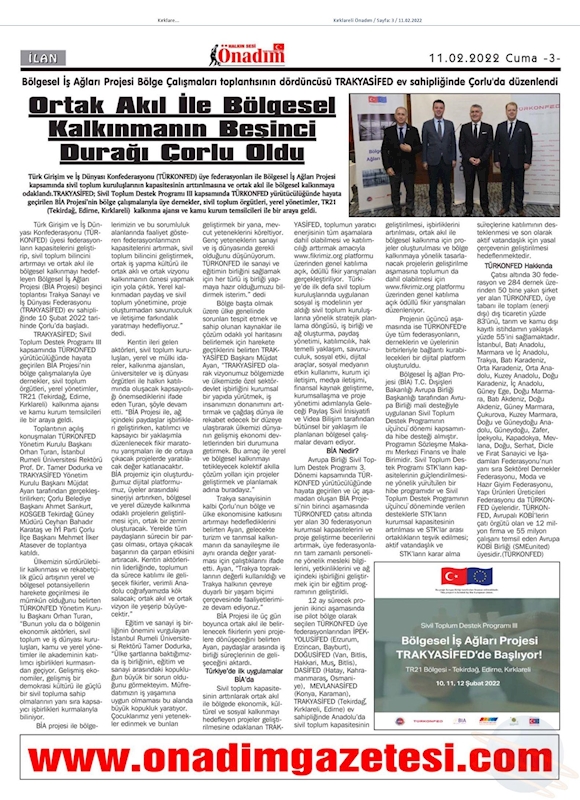 Bolgesel Is Aglari Projesi 10 Subat 2022 Tekirdag - 2