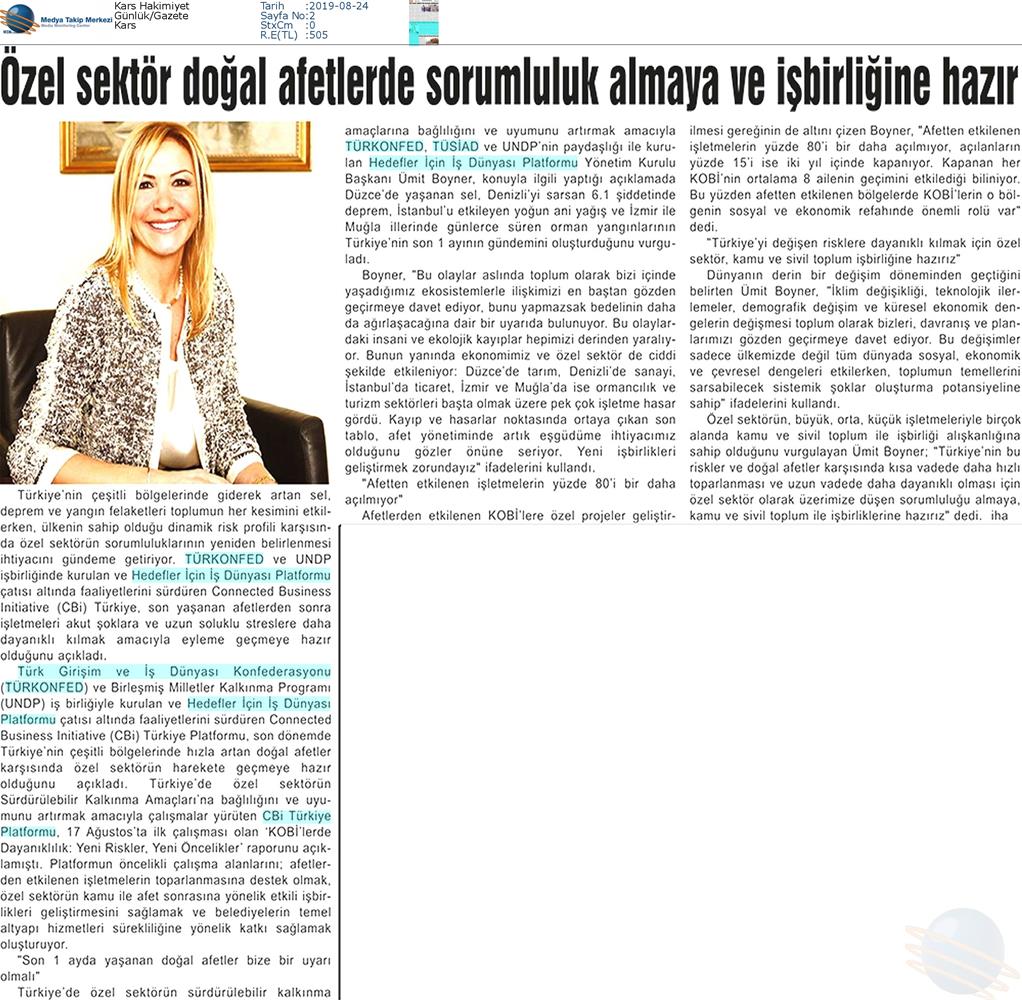 Boyner Ozel Sektor Dogal Afetlerde Sorumluluk Almaya Ve İşbirliğine Hazir Basin Yansimalari 23 Agustos 2019 - 3