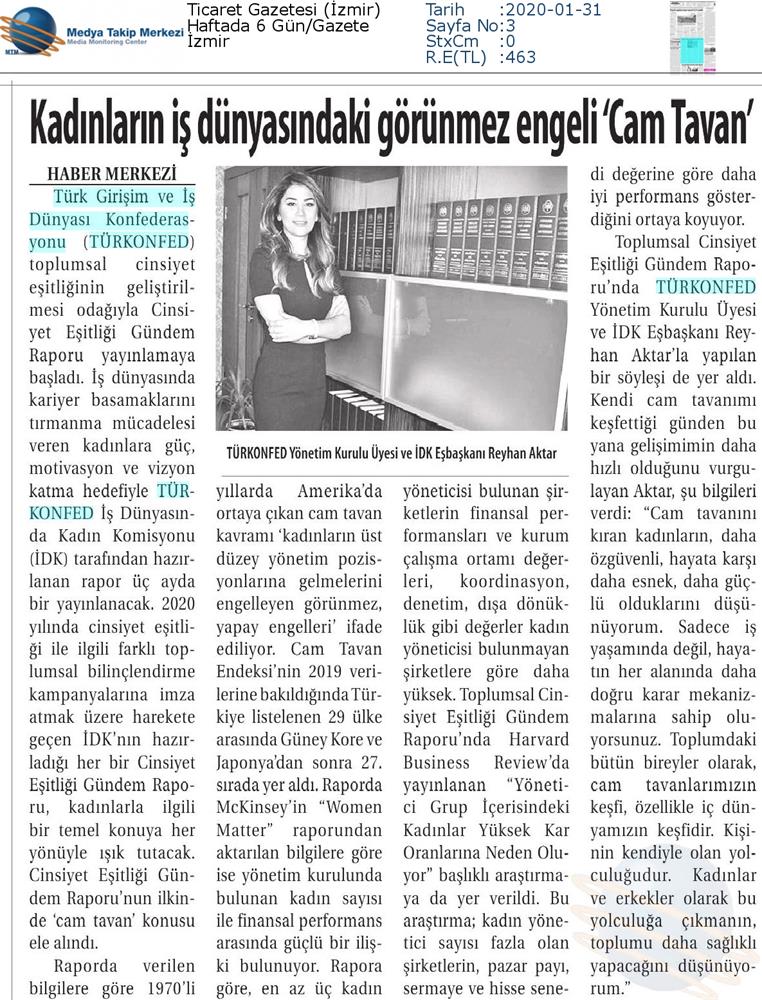 Cinsiyet Esitligi Gundem Raporu Cam Tavan Medya Yansimalari 30 Ocak 2020 - 5