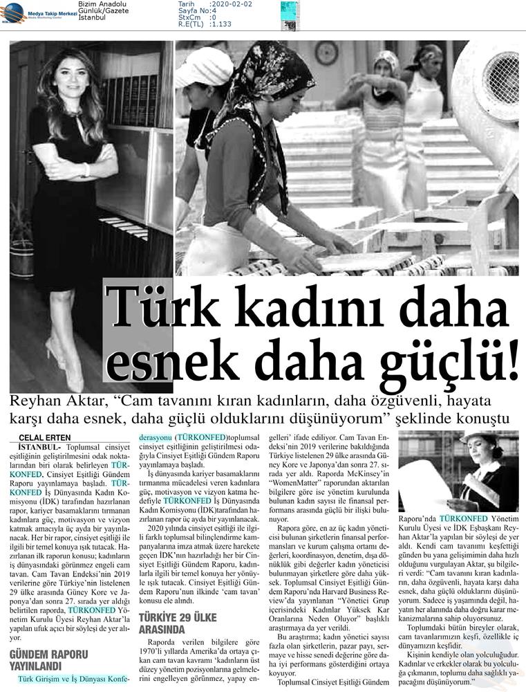 Cinsiyet Esitligi Gundem Raporu Cam Tavan Medya Yansimalari 30 Ocak 2020 - 12
