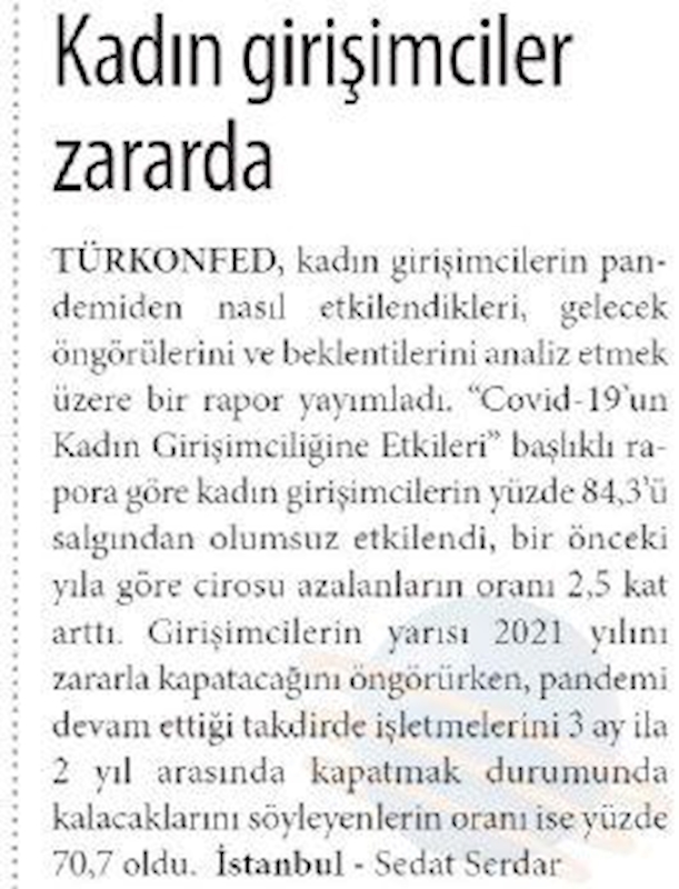COVID 19un Kadin Girişimciligine Etkileri Raporu Basin Yansimalari 12 Temmuz 2021 - 2