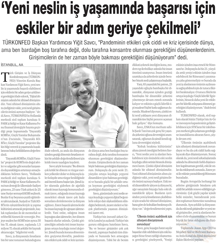 Dayanikli KOBİ'ler Guclu Yarinlar Buluşmalari Basin Yansimalari 3 Mart 2021 - 2