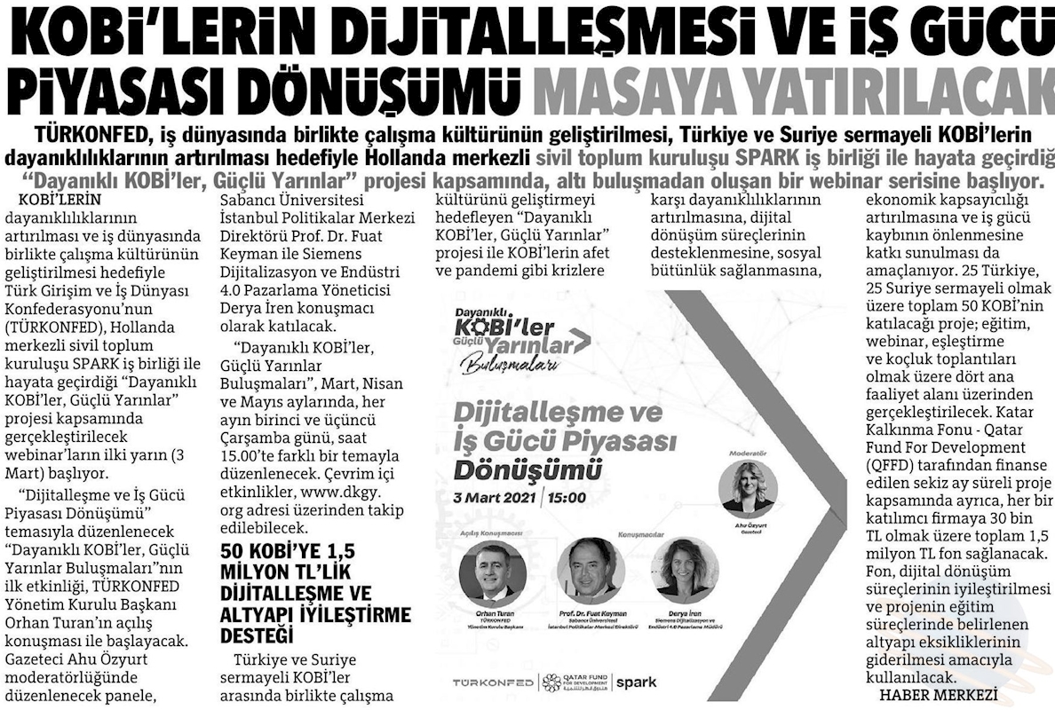 Dayanikli KOBİ'ler Guclu Yarinlar Buluşmalari Basin Yansimalari 3 Mart 2021 - 7