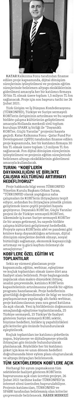 Dayanikli KOBİ'ler Guclu Yarinlar Projesi Basin Yansimalari 14 Subat 2021 - 2