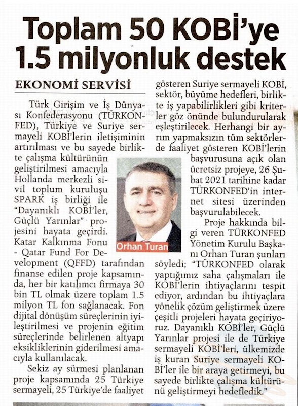 Dayanikli KOBİ'ler Guclu Yarinlar Projesi Basin Yansimalari 14 Subat 2021 - 9