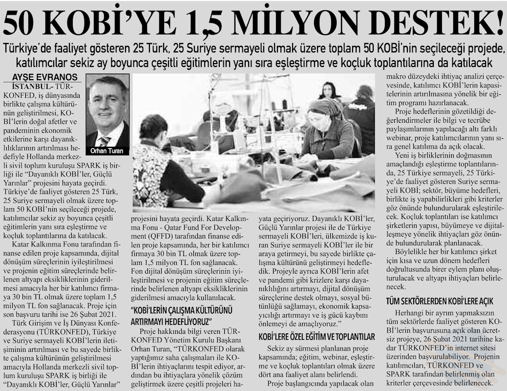 Dayanikli KOBİ'ler Guclu Yarinlar Projesi Basin Yansimalari 14 Subat 2021 - 24