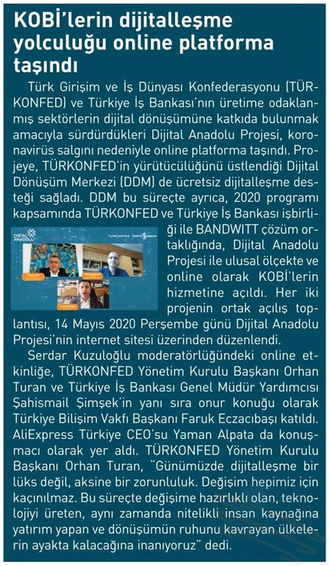 Dijital Anadolu Canli Yayinlari Basin Yansimalari 2020 - 26