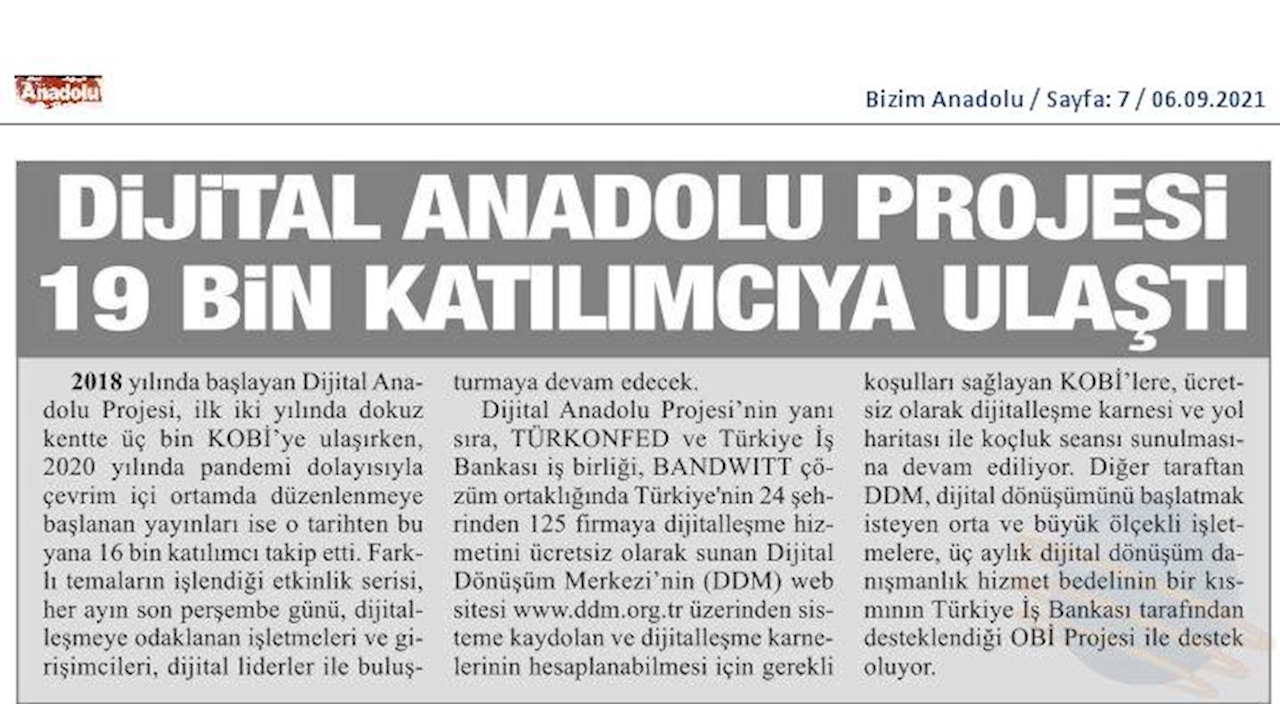 Dijital Anadolu Canli Yayinlari Basin Yansimalari 2021 - 6