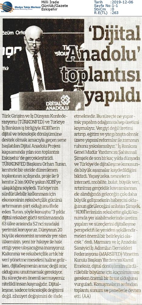 Dijital Anadolu Toplantısı Medya Yansimalari 5 Aralik 2019 Eskisehir - 2