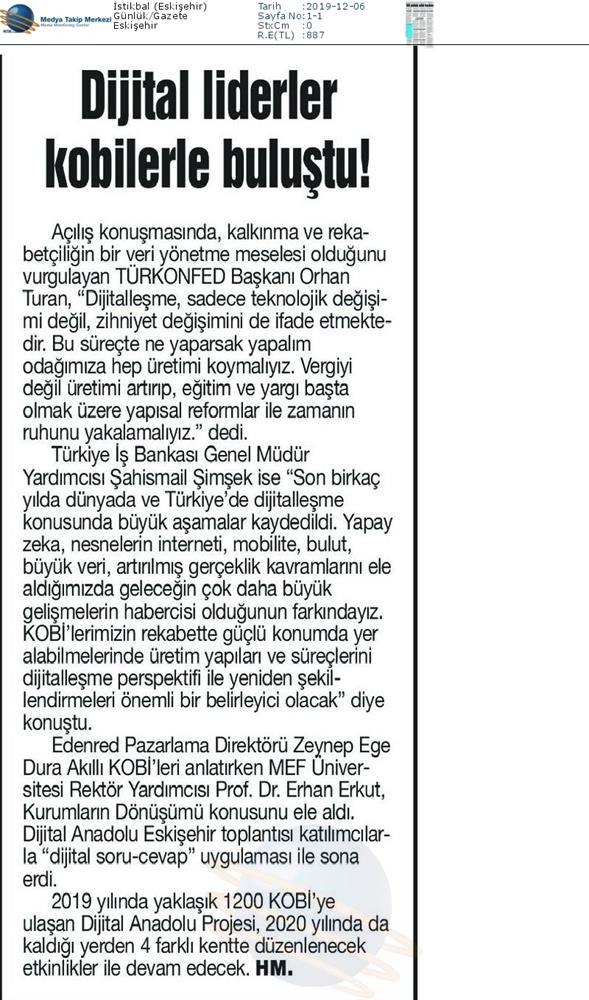 Dijital Anadolu Toplantısı Medya Yansimalari 5 Aralik 2019 Eskisehir - 5