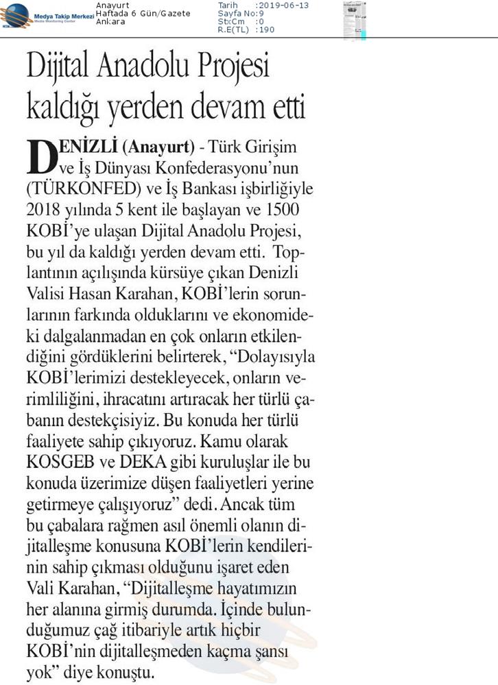 Dijital Anadolu Toplantısı Medya Yansimalari 11 Haziran 2019 Denizli - 9