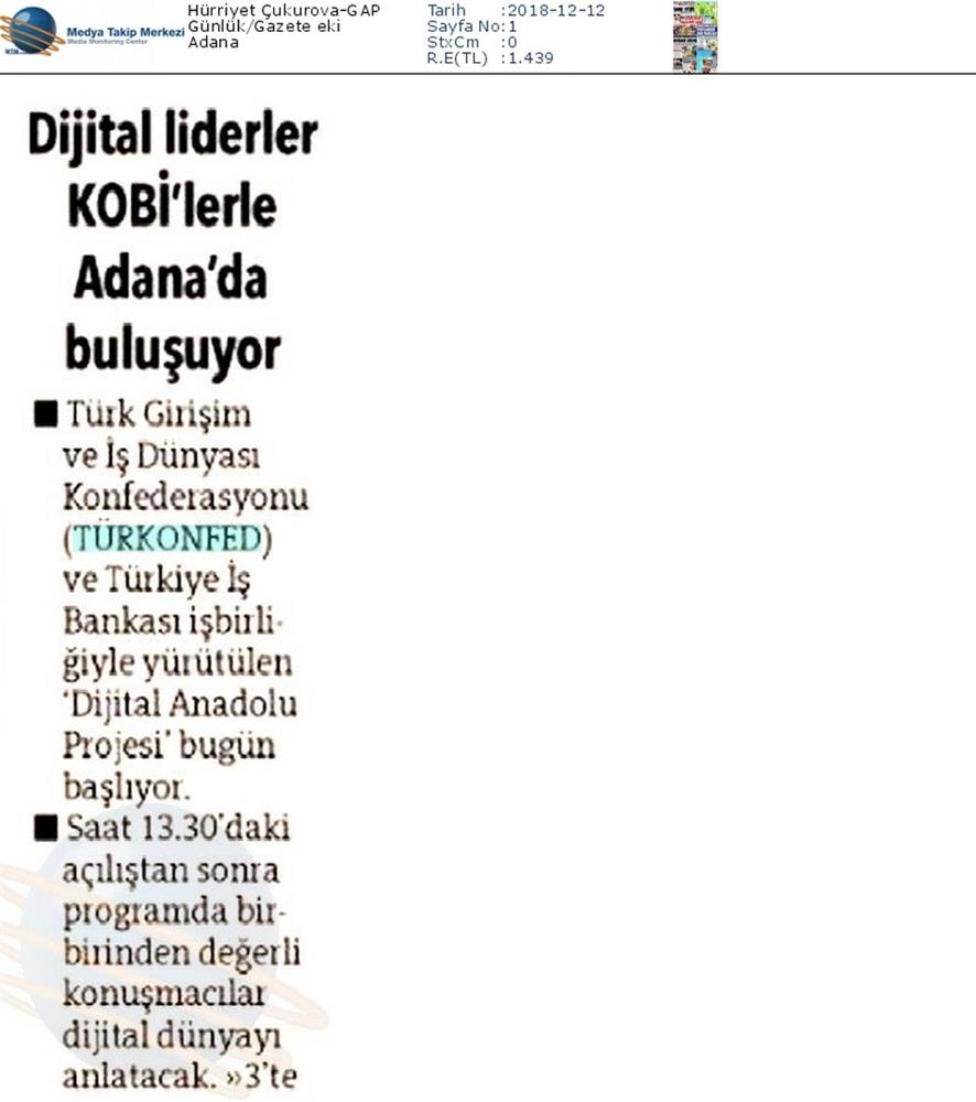 Dijital Anadolu Toplantısı Medya Yansimalari 13 Aralik 2018 Adana - 3