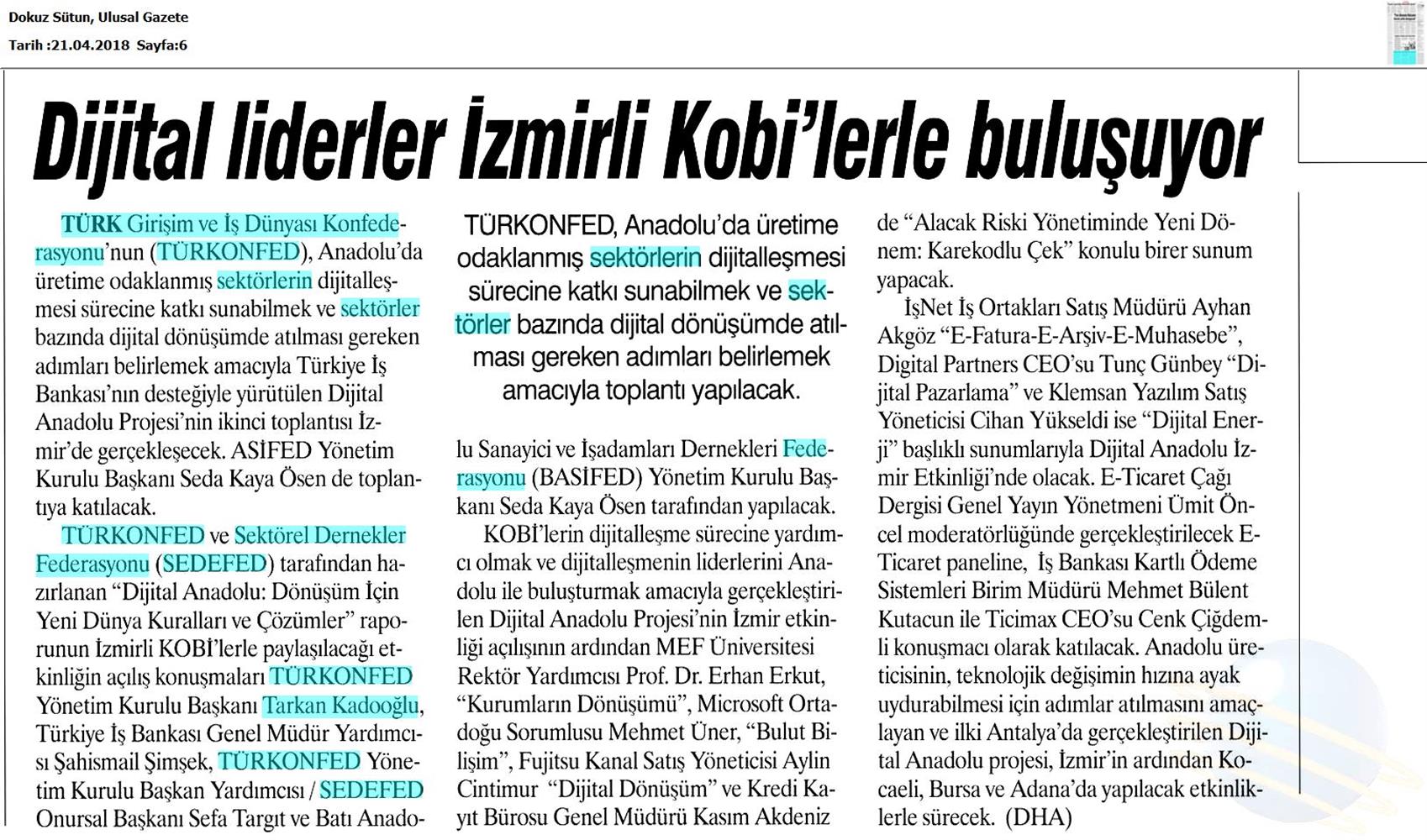 Dijital Anadolu Toplantısı Medya Yansimalari 25 Nisan 2018 Izmir - 15