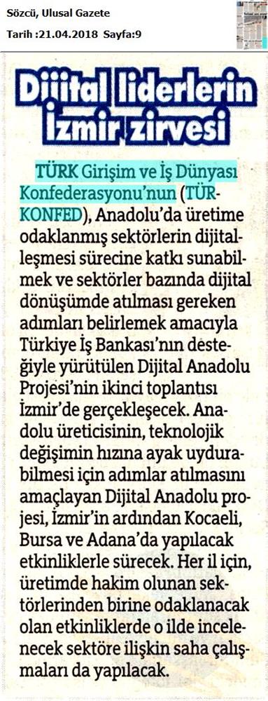 Dijital Anadolu Toplantısı Medya Yansimalari 25 Nisan 2018 Izmir - 27