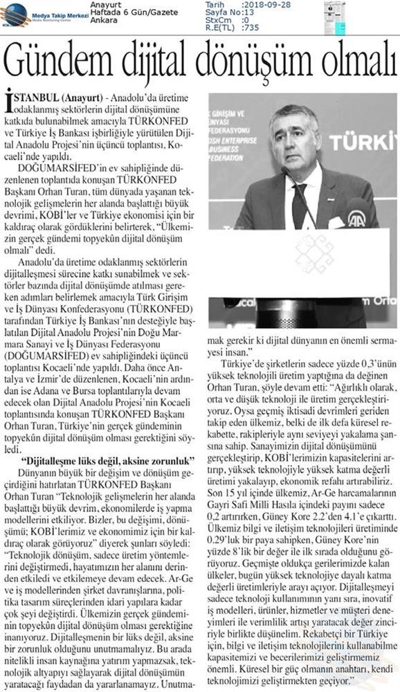 Dijital Anadolu Toplantısı Medya Yansimalari 26 Eylul 2018 Kocaeli - 3