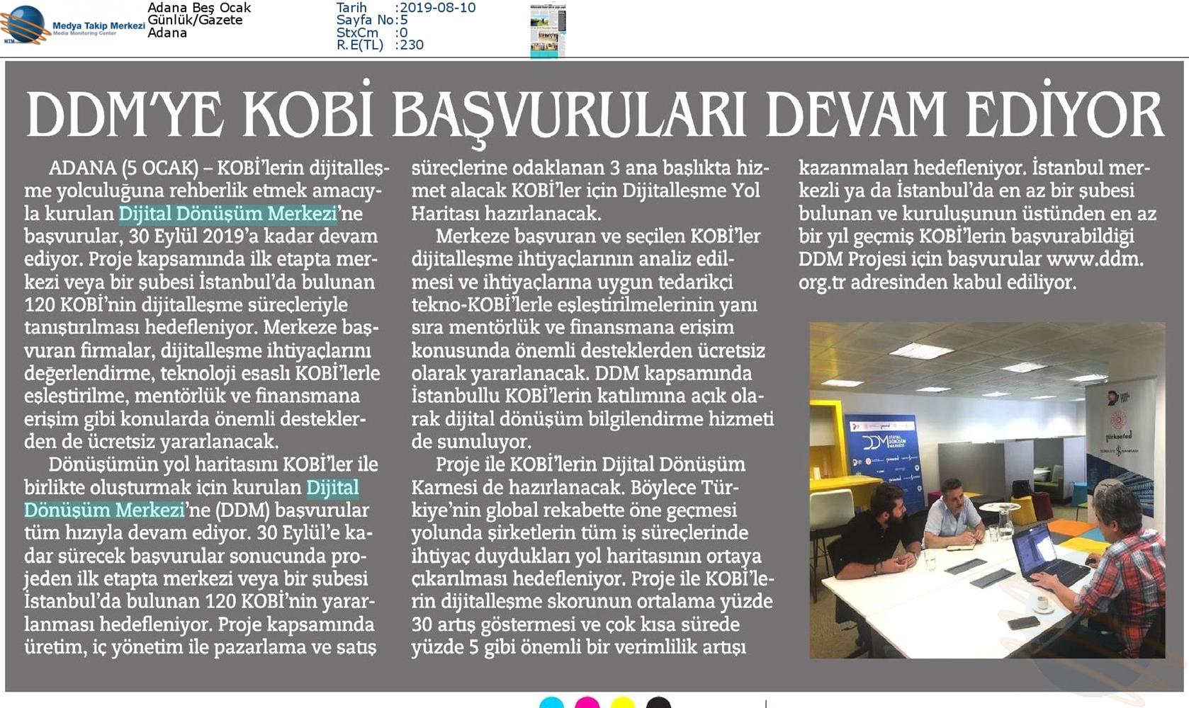 Dijital Dönüşüm Merkezine KOBİ Basvurulari Devam Ediyor Medya Yansimalari 7 Agustos 2019 - 12