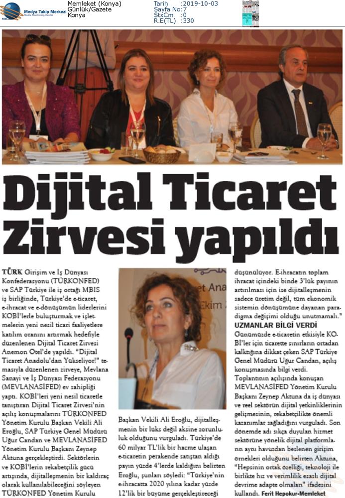 Dijital Ticaret Zirvesi Medya Yansimalari 2 Ekim 2019 Konya - 5