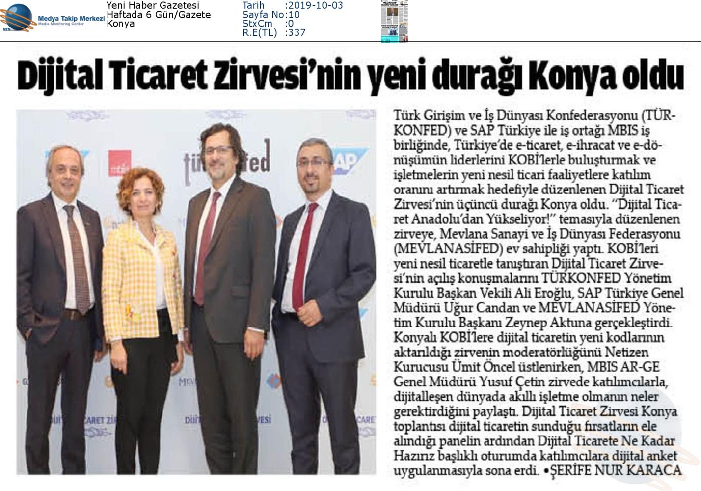 Dijital Ticaret Zirvesi Medya Yansimalari 2 Ekim 2019 Konya - 8