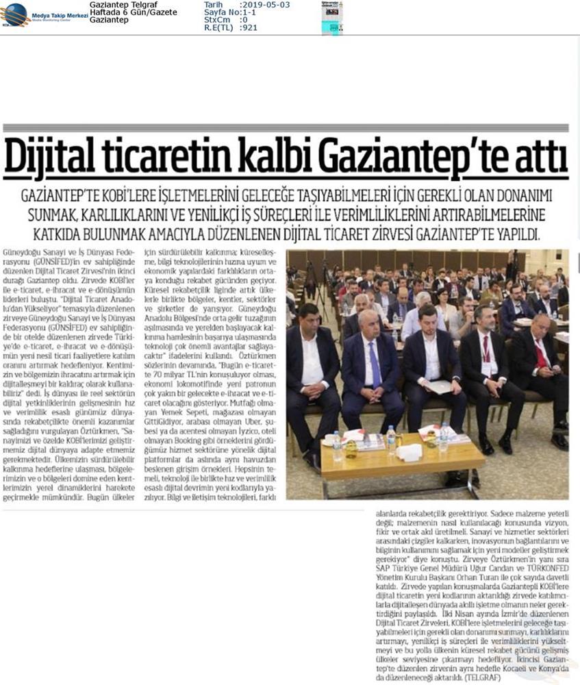 Dijital Ticaret Zirvesi Medya Yansimalari 2 Mayis 2019 Gaziantep - 59