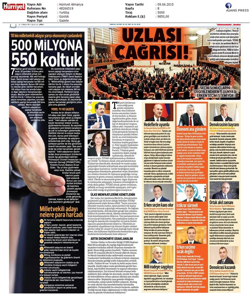Genel Secim Sonrasi Basina Yansiyan Görüşlerimiz - 2