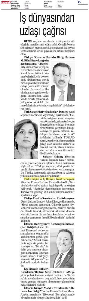 Genel Secim Sonrasi Basina Yansiyan Görüşlerimiz - 4
