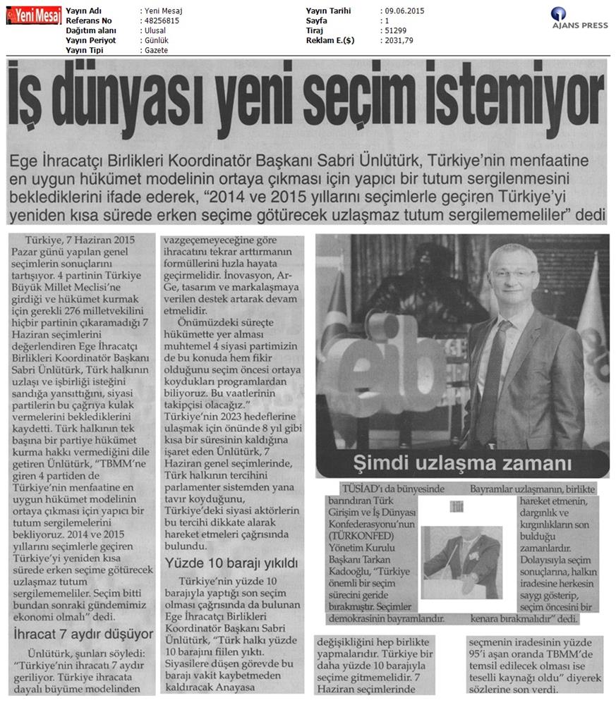 Genel Secim Sonrasi Basina Yansiyan Görüşlerimiz - 8