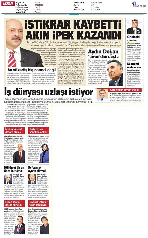 Genel Secim Sonrasi Basina Yansiyan Görüşlerimiz - 12