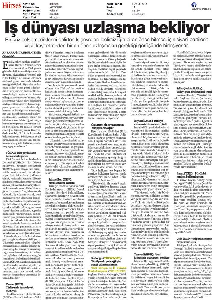 Genel Secim Sonrasi Basina Yansiyan Görüşlerimiz - 14