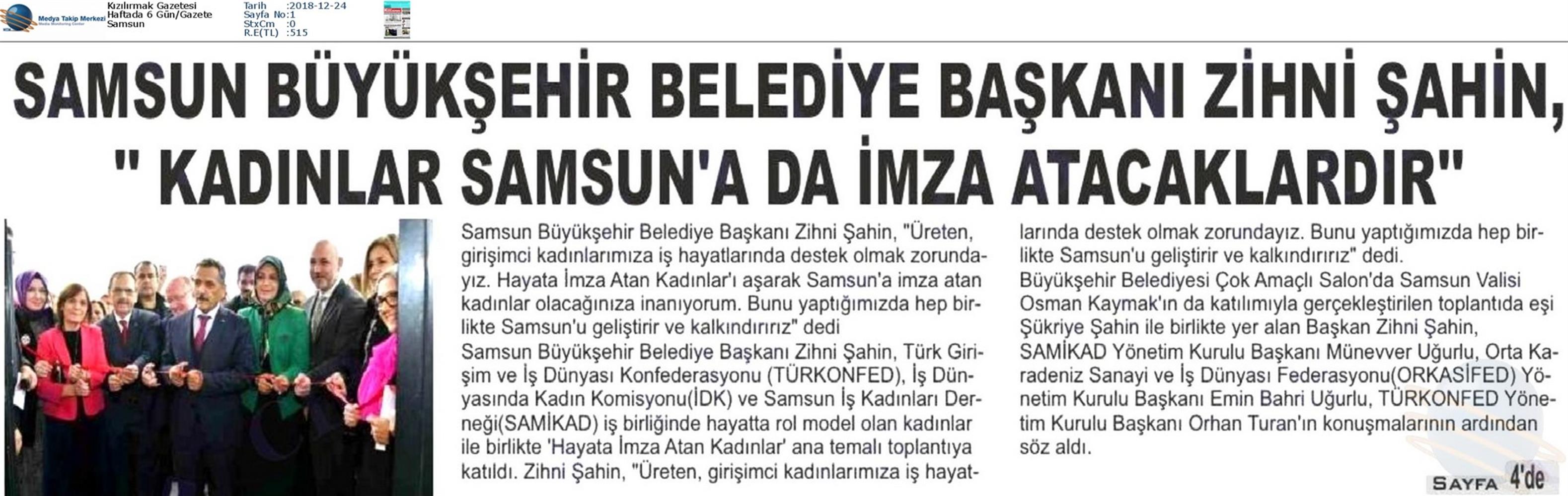 Hayata Imza Atan Kadinlar Toplantısı Medya Yansimalari 21 Aralik 2018 Samsun - 3