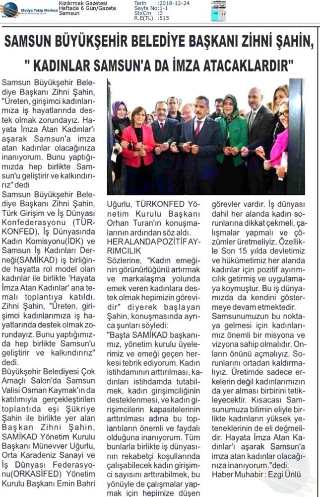 Hayata Imza Atan Kadinlar Toplantısı Medya Yansimalari 21 Aralik 2018 Samsun - 18