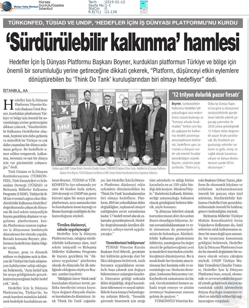 Hedefler Icin Is Dunyasi Platformu Medya Yansimalari 11 Ocak 2019 Istanbul - 13