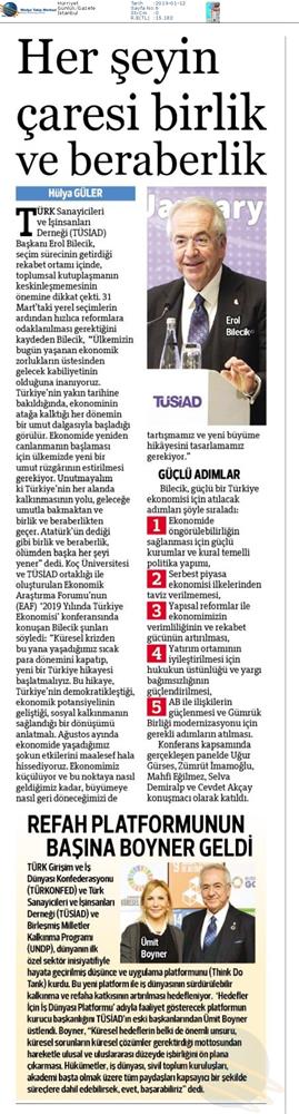 Hedefler Icin Is Dunyasi Platformu Medya Yansimalari 11 Ocak 2019 Istanbul - 30