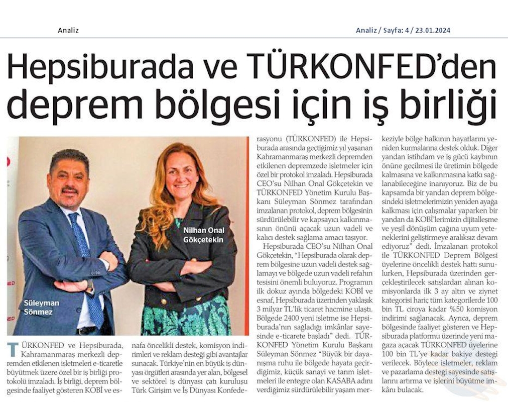 Hepsiburada Ve TÜRKONFED Deprem Bolgesi İşbirliği Protokolu - 11