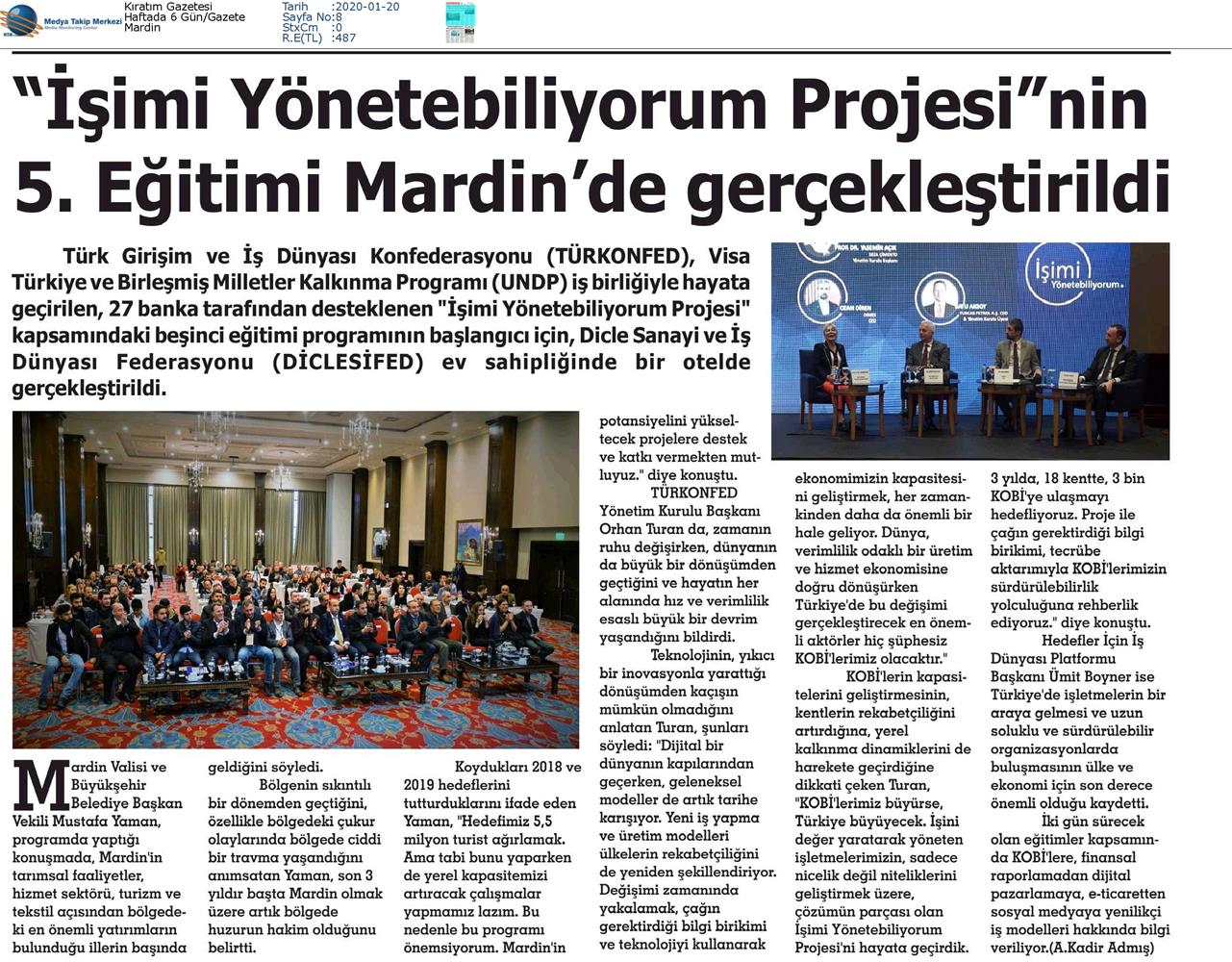 Isimi Yonetebiliyorum Egitimi Medya Yansimalari 17 18 Ocak 2020 Mardin - 2