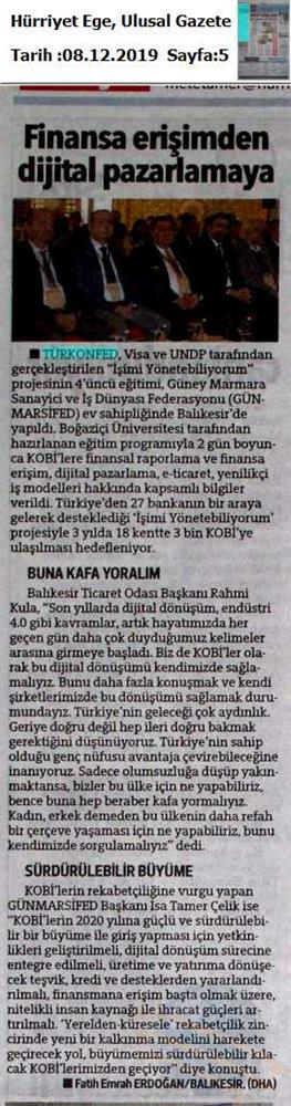 Isimi Yonetebiliyorum Egitimi Medya Yansimalari 6 7 Aralik Balikesir - 2