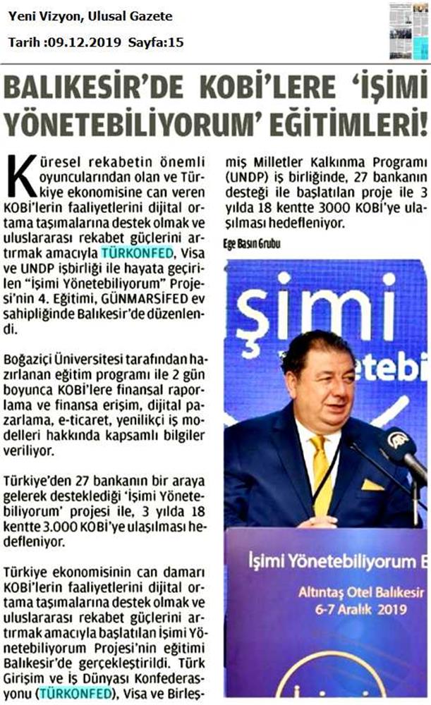 Isimi Yonetebiliyorum Egitimi Medya Yansimalari 6 7 Aralik Balikesir - 3