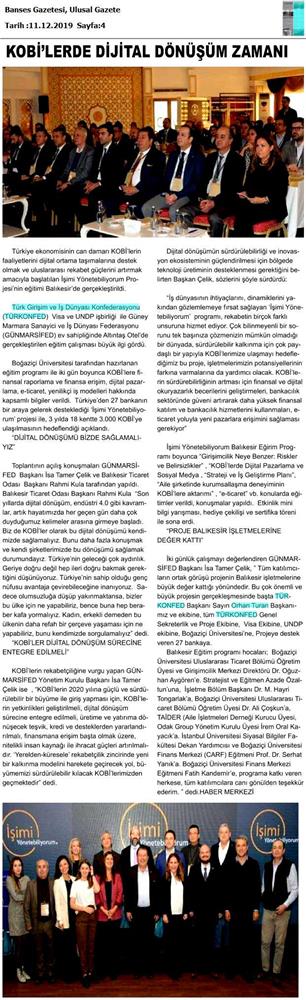 Isimi Yonetebiliyorum Egitimi Medya Yansimalari 6 7 Aralik Balikesir - 11