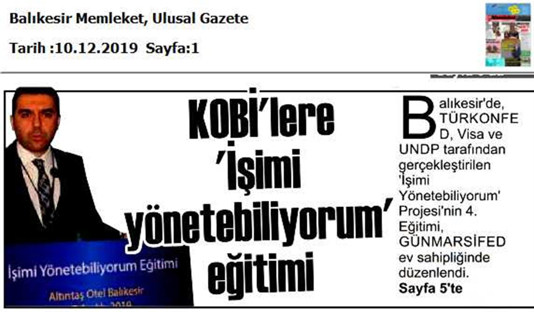 Isimi Yonetebiliyorum Egitimi Medya Yansimalari 6 7 Aralik Balikesir - 12