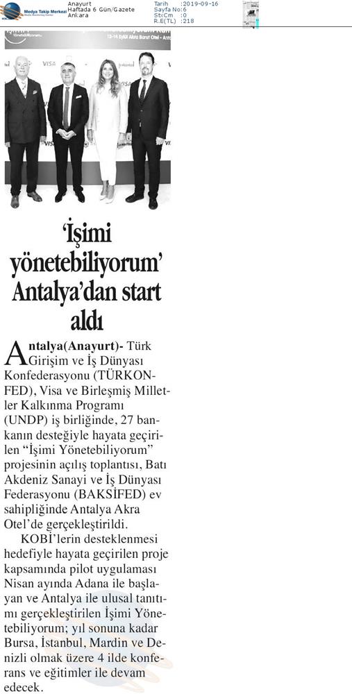 Isimi Yonetebiliyorum Projesi Medya Yansimalari 13 Eylul 2019 Antalya - 6